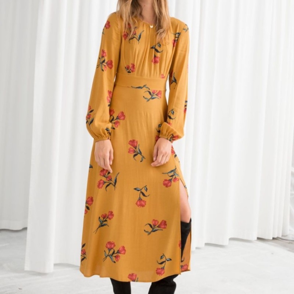 & other stories yellow floral dress in Size 0
